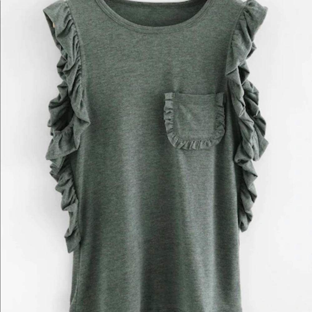 Gray Ruffle Tank